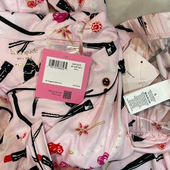 NWT Kate Spade Things We Love Pink Long-Sleeve Pajama Set, S - Picture 5 of 6
